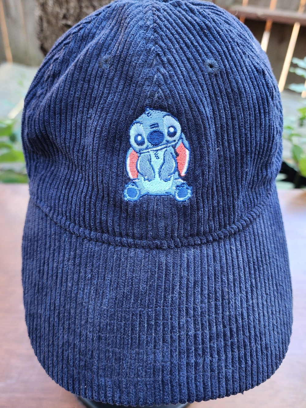 Disney Stitch Embroidered Navy Blue Corduroy Dad Hat Baseball Cap